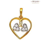 Avsar Gold & Diamond Heart Trio Pendant