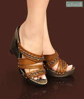 Catwalk Striking Tan Slip-on Heels