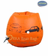 Orka Bean Bags Orange Cars Print  Bean Bag