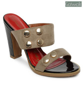 Catwalk Beige & Red Slip-on Block Heels