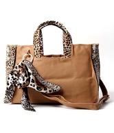 Calvino Tan Leopard Print Scarf Design Handbag