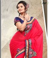 Fnf Graceful Red Georgette Saree