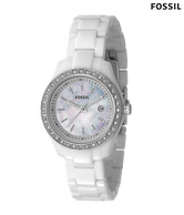 Fossil White Strap Crystal Embedded Watch