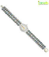 JPearls Two String Grey  Pearl Watch