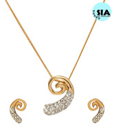 Sia Slight Swirl Design American Diamond Pendant Set