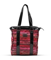 Lavie Glossy Red & Black Quilted Tote Bag