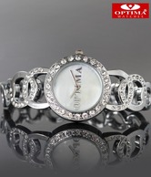 Optima Shiny Pearl Dial Studded Watch