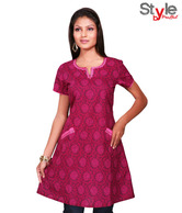 Style by Prafful Appealing Wine Cotton Kurti