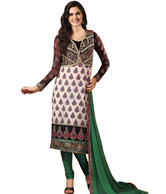 Prafful White & Black Unstitched Suit With Dupatta