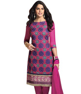 Prafful Magenta Unstitched Suit With Dupatta