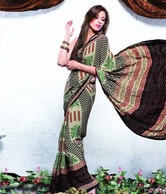 Prafful Classy Black Crepe Saree With Unstitched Blouse