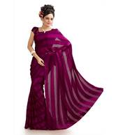 Designersareez Glamorous Plum Printed Semi Chiffon Saree