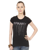 Spanky Black Printed Cotton T-Shirt
