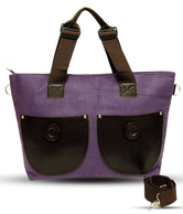 A-Progeny Purple & Brown Button Embellished Handbag