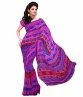 Prafful Pink Faux Georgette Printed Saree