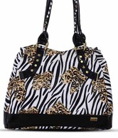 Butterflies White & Black Animal Print Handbag