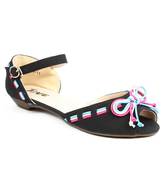 Jove Modish Black & Pink Flat Sandals