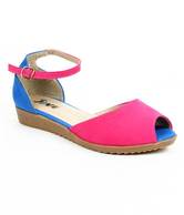 Jove Sober Fuchsia Pink & Blue Flat Sandals
