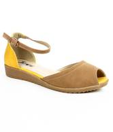 Jove Sober Khaki Brown & Yellow Flat Sandals