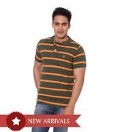 United Colors of Benetton Green-Orange Collar T shirt