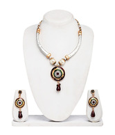 Adhira Colourful Hasli Style Necklace Set