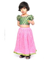 Kilkari Pink and Green Ghagra & Blouse For Kids