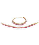 Adhira Attractive Pink Beaded Anklet Pair