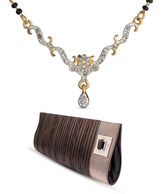 Oleva AD Central Floral Mangalsutra & Clutch Bag Combo