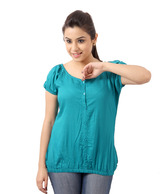 Sepia Ravishing Aqua Blue Rayon Top