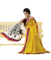 Triveni Yellow Printed Bhagalpuri Silk Saree