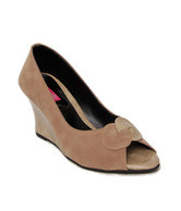 Butterfly Feisty Camel Wedge Heel Pumps