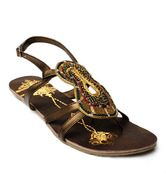 Catwalk Bronze & Golden Flat Sandals