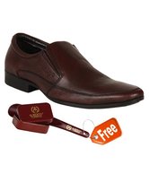 Alberto Toressi Brown Textured Slip-on Shoes