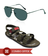 Zion Trendy Olive Green Floaters & Sunglasses Combo