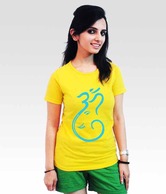 Incynk Yellow Om Printed  T-Shirt