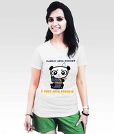 Incynk White Panda Printed  T-Shirt