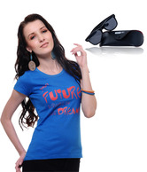 Yepme Royal Blue T-Shirt  & Sunglasses Combo