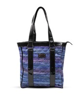 Lavie Glossy Blue & Black Quilted Tote Bag
