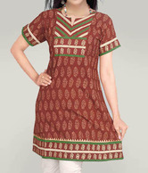 Aaneri Maroon Block Printed Kurti