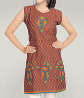Aaneri Rust Block Printed Kurti