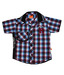 Little Kangaroos Wine-Blue Checks Shirt For Kids