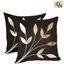 Home Kraft Floral Rexine Black Cushion Cover Set