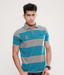 Riverstone Grey & Blue Striped Polo T-Shirt