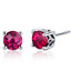 Peora Gems Scroll Design 2.00 Carats Ruby Round Cut Stud Earrings in Sterling Silver