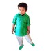DotnDitto Vibrant Green & White Pathani Kurta Set For Kids