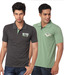 Venetian Green & Dark Grey Combo of 2 Polo T-Shirts