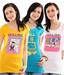 T-Go Blue & White & Yellow Cotton Tees Pack Of 3