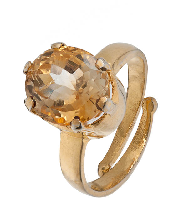 Aiza Exquisite Oval Cut Golden Topaz Ring