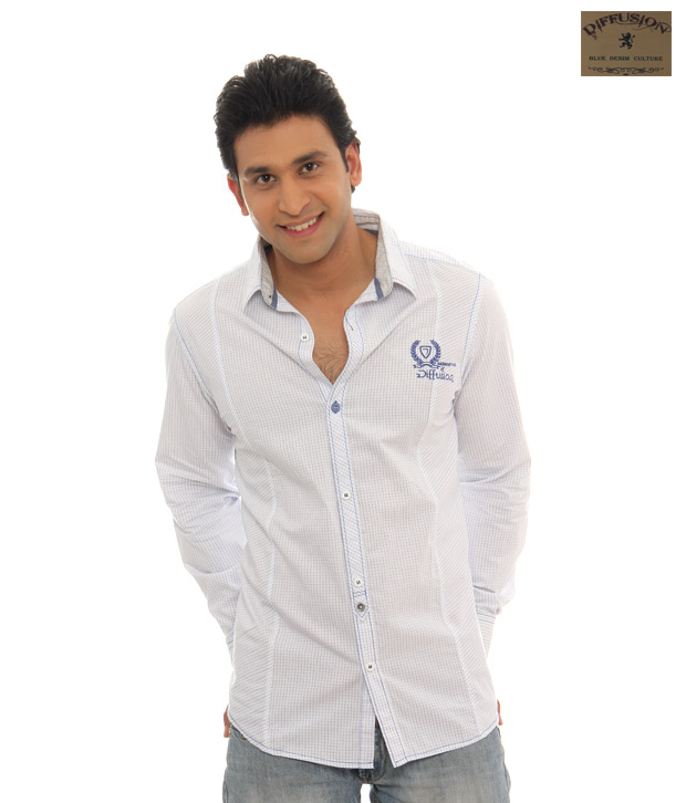Diffusion White-Blue Shirt-SCD-5004-042-WhiteBlue-Checks