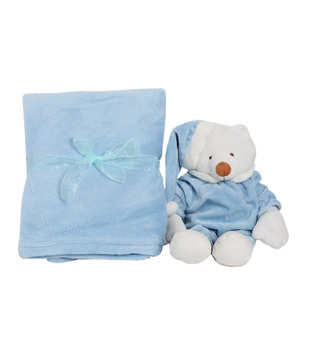 Keona Kidz Blue Baby Blanket & Soft Toy Set